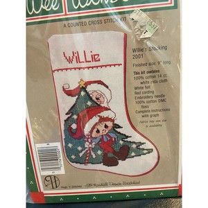 WEE WINSOMES Willie's Stocking CROSS STITCH SEWING KIT Vintage 1984 NOS